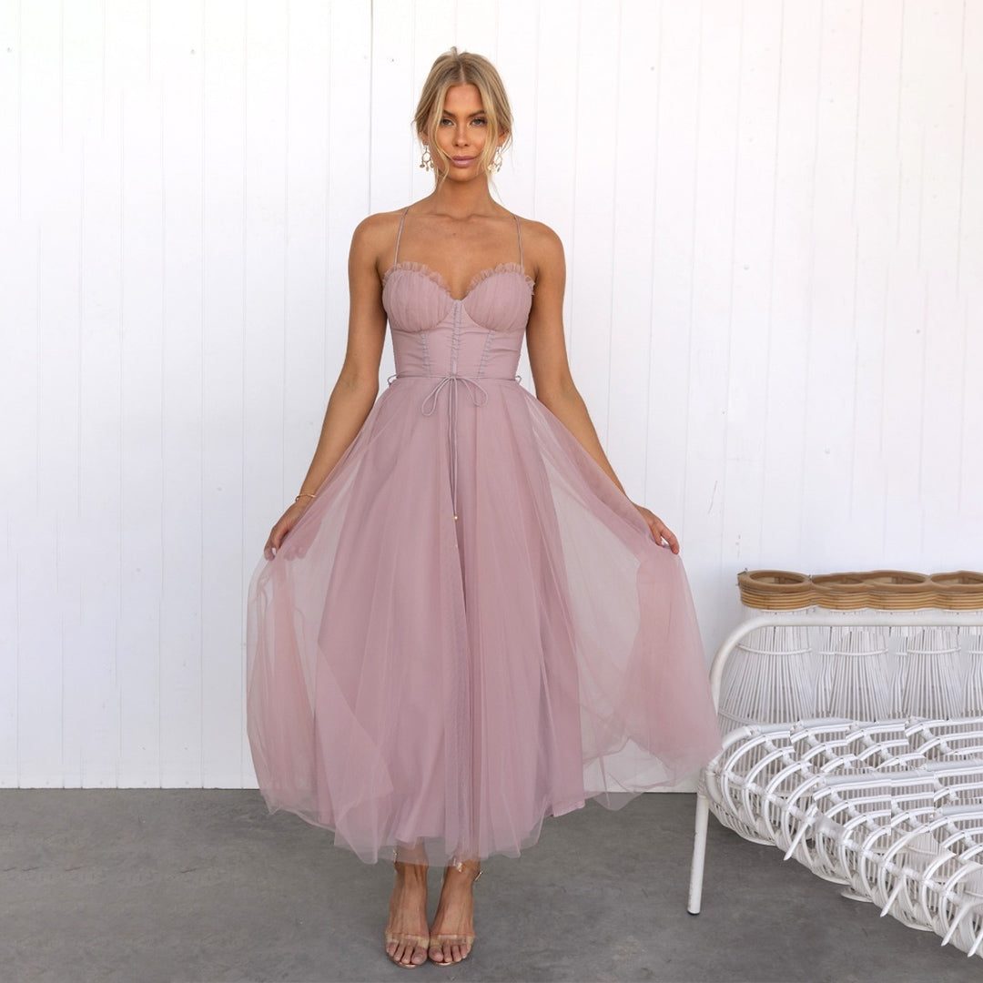 Tulle Sweetheart Midi Dress for Women