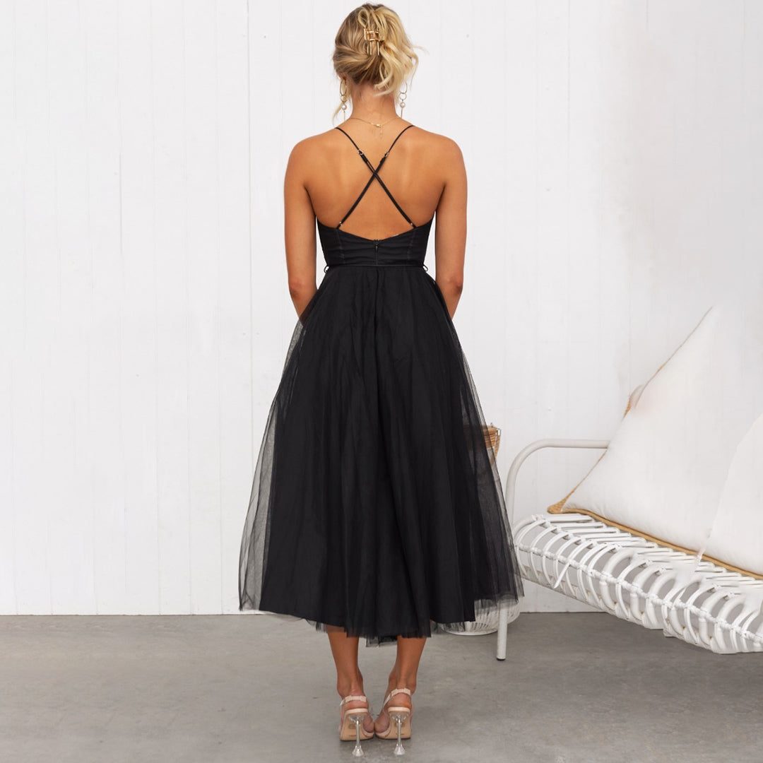 Tulle Sweetheart Midi Dress for Women