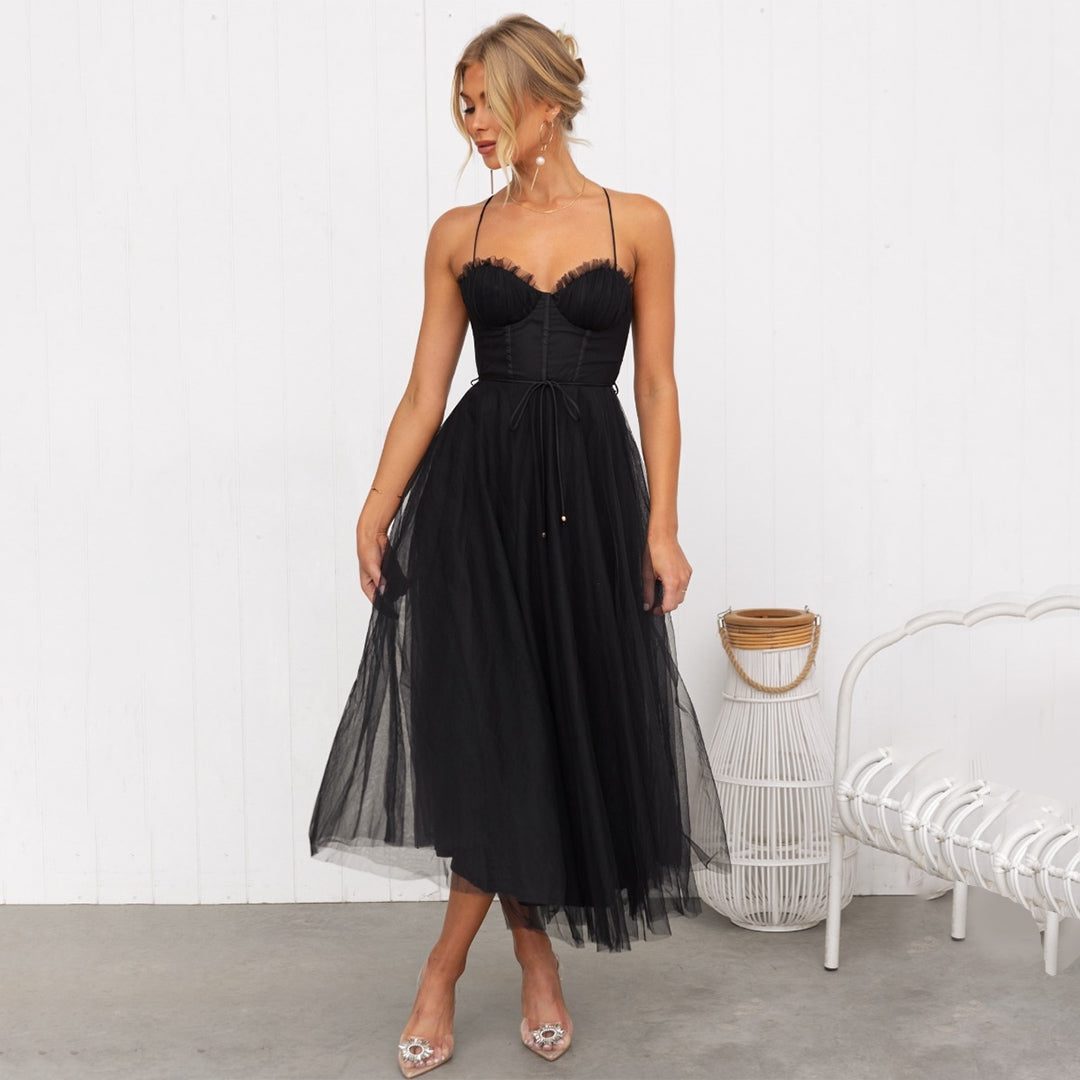 Tulle Sweetheart Midi Dress for Women