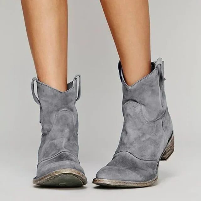 Vintage Style Suede Ankle Boots for Women - View 4