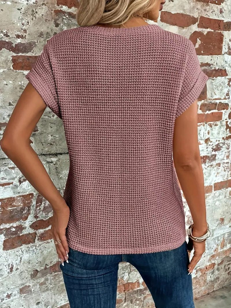 Waffle Knit Short Sleeve Top for Women - View 5