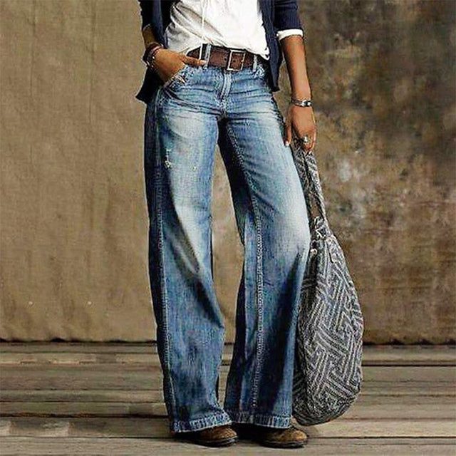 Wide Leg Denim Trousers for Women