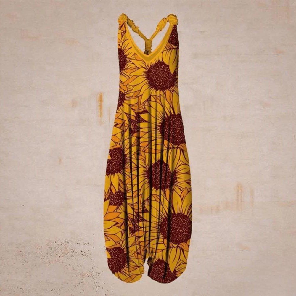 Wide Leg Jumpsuit for Women - Sunflower