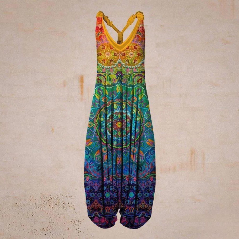 Wide Leg Jumpsuit for Women - Colorful Yellow
