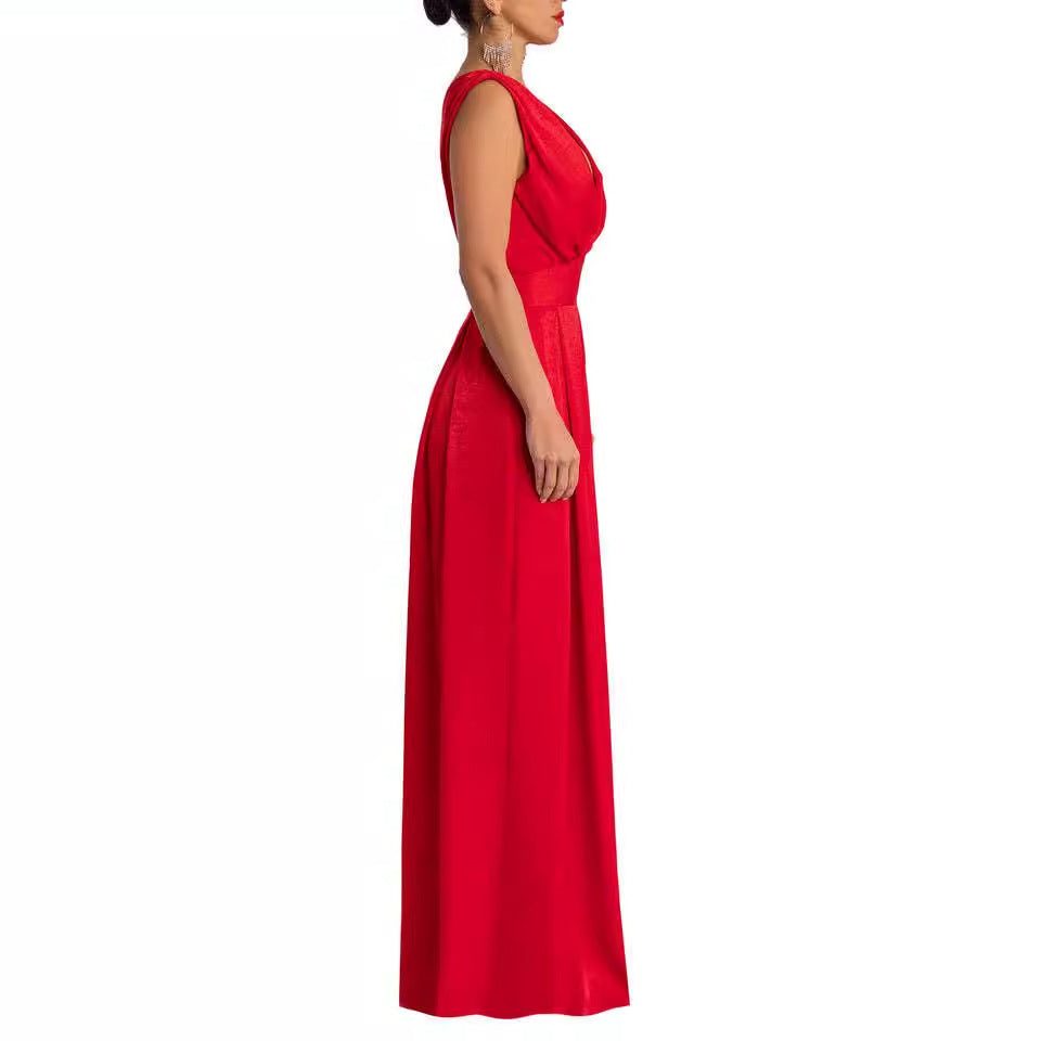 Wide Leg Jumpsuit with V-Neck for Women