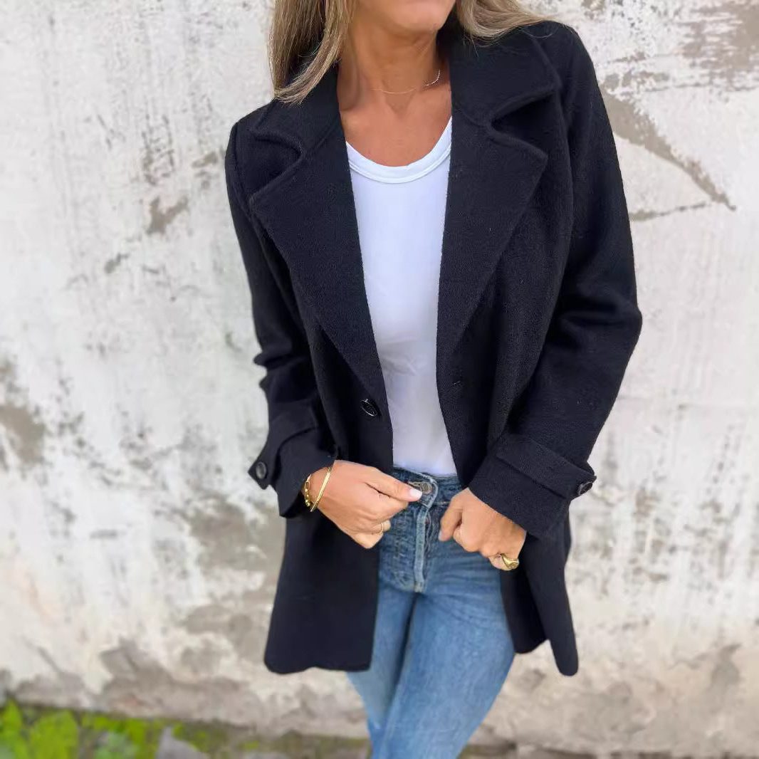 Wool Blazer with Lapel for Women