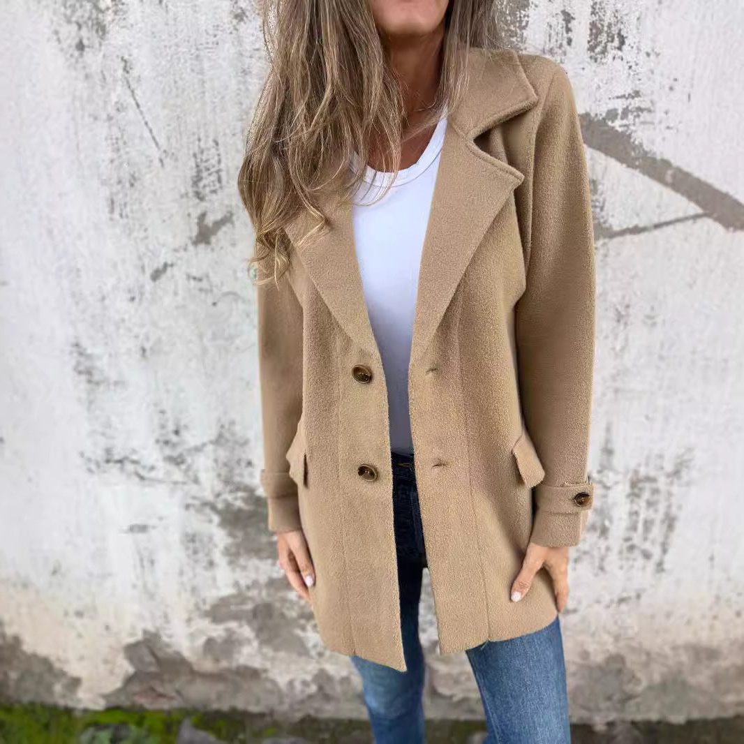 Wool Blazer with Lapel for Women