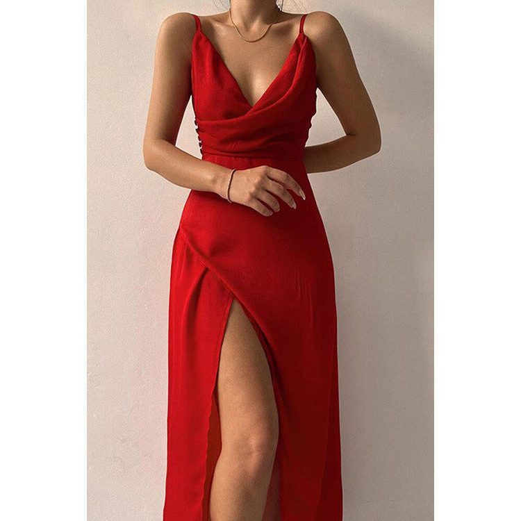Wrap Maxi Dress with V-Neck and Split for Women