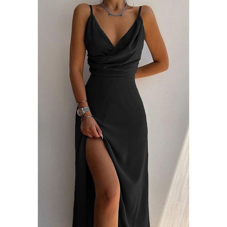 Wrap Maxi Dress with V-Neck and Split for Women