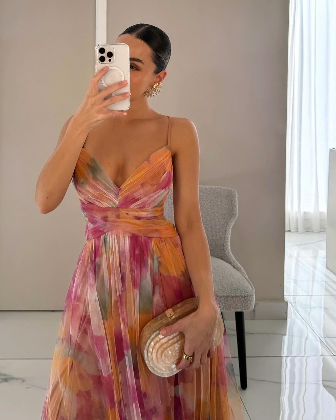 Wrap Pleated Maxi Dress with V-Neck for Women