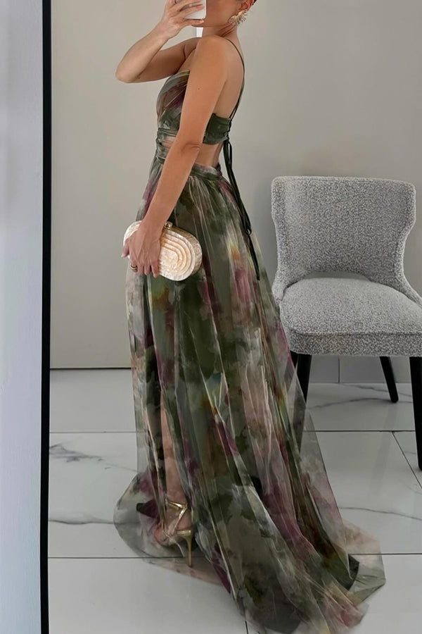 Wrap Pleated Maxi Dress with V-Neck for Women