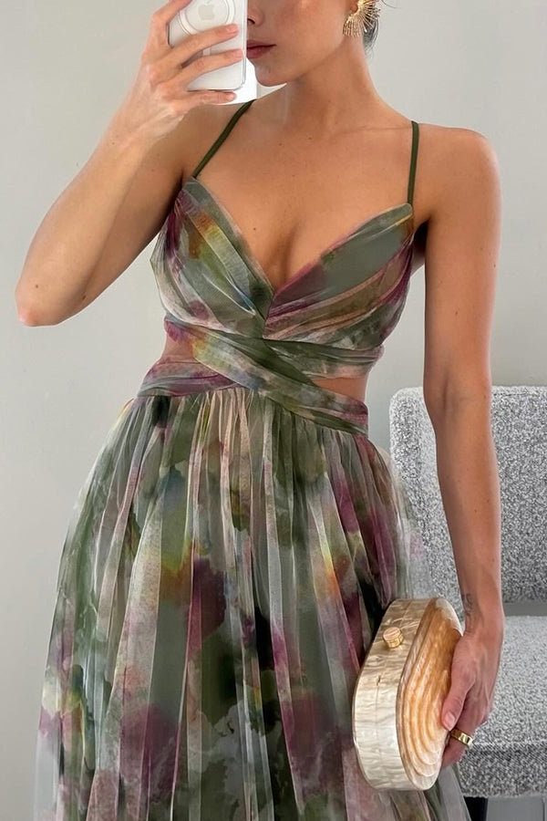 Wrap Pleated Maxi Dress with V-Neck for Women