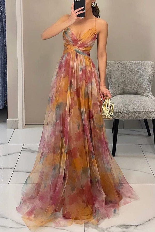 Wrap Pleated Maxi Dress with V-Neck for Women