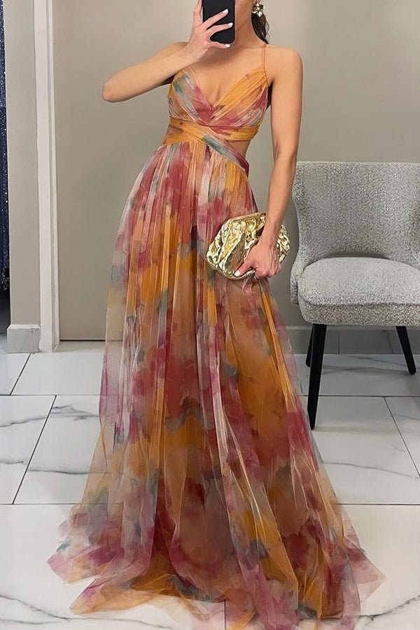 Wrap Pleated Maxi Dress with V-Neck for Women