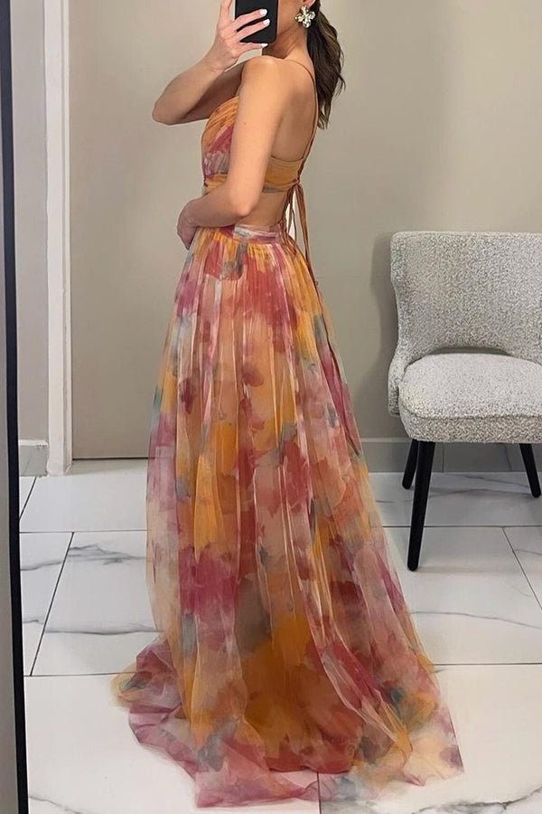 Wrap Pleated Maxi Dress with V-Neck for Women