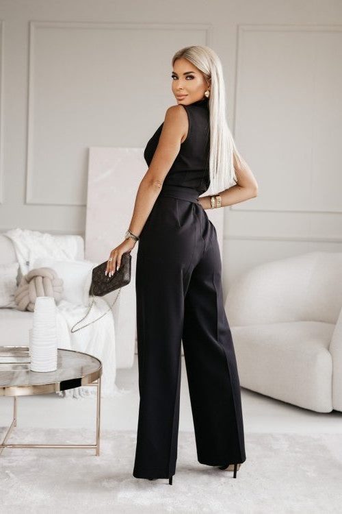 Wrap Sleeveless Jumpsuit with Straight Leg for Women - View 3