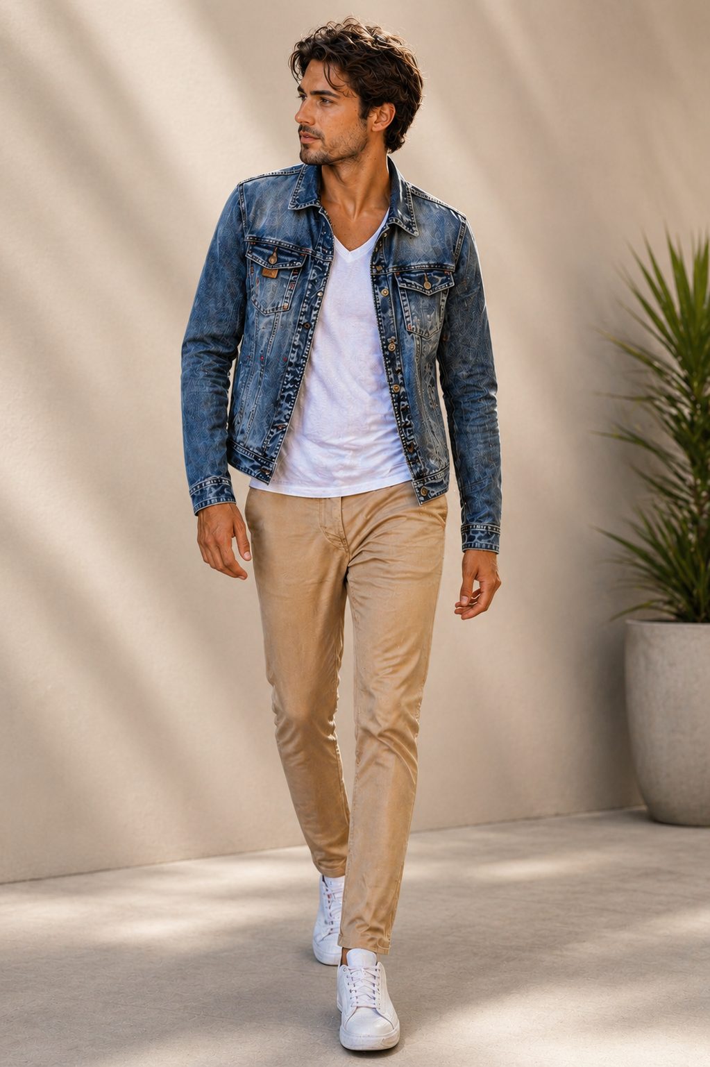 Zip-Up Denim Jacket for Men - View 2