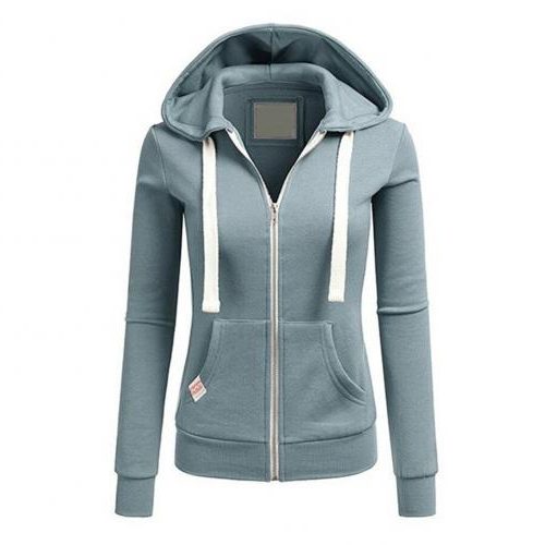 Zip-Up Fleece Hoodie with Adjustable Hood for Women